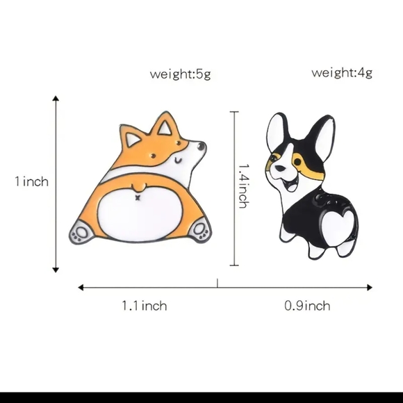 2 Enamel pins cute Corgis. Plus 2 gift box. - Picture 5 of 5